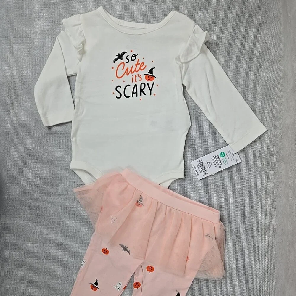 Carter's Baby Girl 6 mo "So Cute Scary" Halloween Long Sleeve 2 piece NWT - Picture 2 of 6